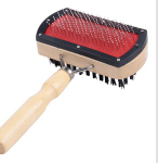 Double Sided Pet Brush Wood Red